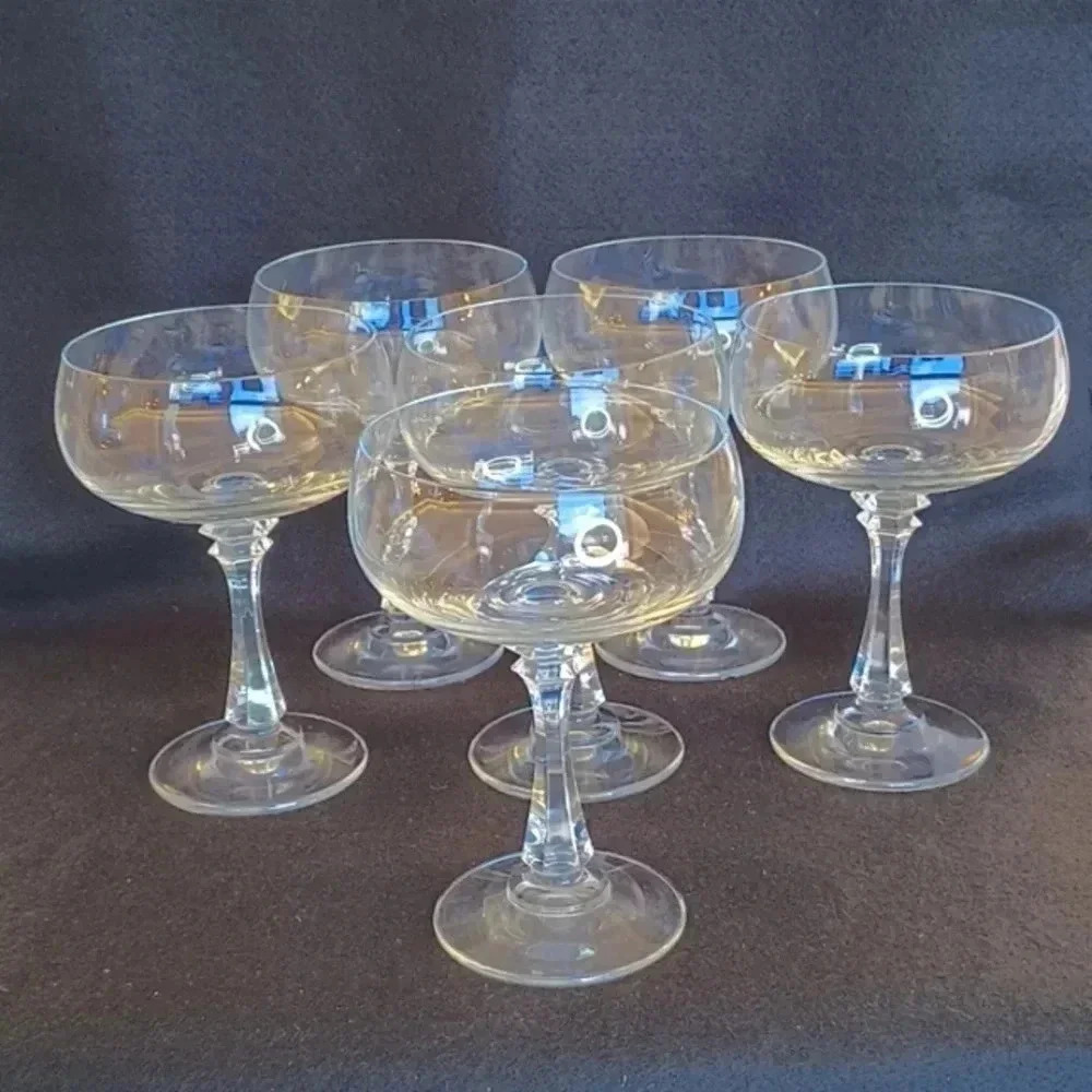 Vintage "AS" Champagne Coupes Crystal Glasses 6
